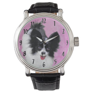 Montre Papillon (blanc et noir) Peinture - Chien Art