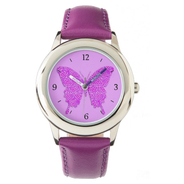 Montre Papillon en motif abstrait - lavande, violet (devant)