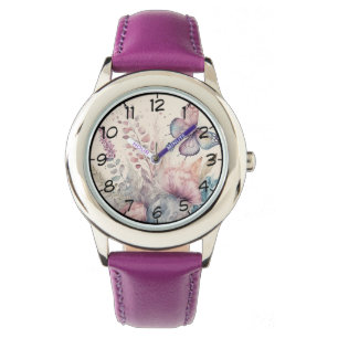 Montre Papillon et floral aquarelle