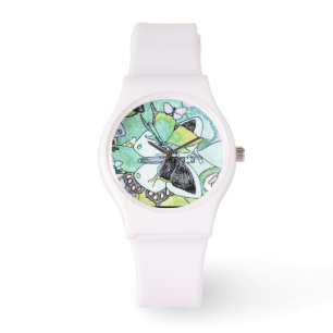 Montre Papillon fantaisie Collage de couleur d'eau Imprim