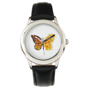 Montre Papillon Fleur avec Pavot de Californie Jaune