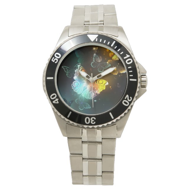 Montre Papillon lumineux et papillons de nuit (devant)