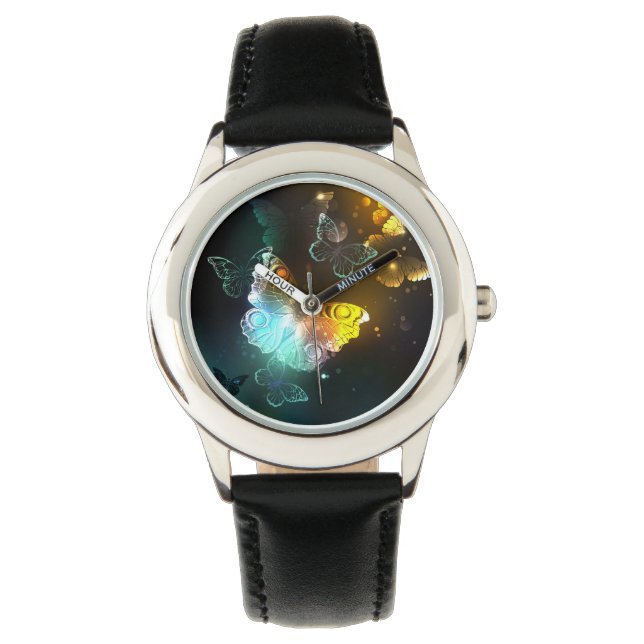 Montre Papillon lumineux et papillons de nuit (devant)