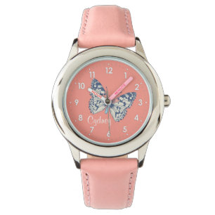 Montre Papillon peint dame numérotée nom filles regarde