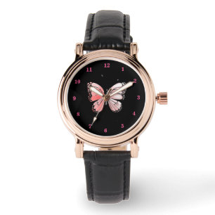 Montre Papillon Rose Et Art Rose