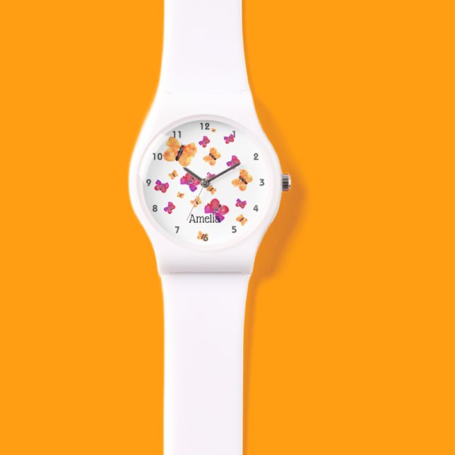 Montre Papillon rose Pêche personnalisé (Créateur téléchargé)