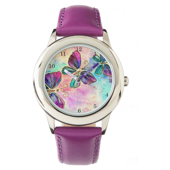 Montre Papillons colorés mignons - (devant)