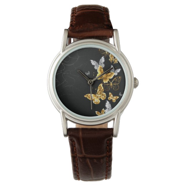 Montre Papillons d'or et de blanc (devant)