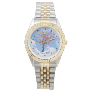 Montre Papillons Et Arbre À Fleurs Personnalisés