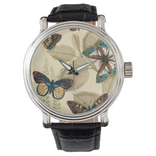 Montre Papillons glissant au-dessus du feuille