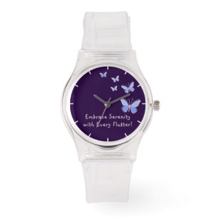 Montre Papillons kaléidoscope bleu pourpre Motivation