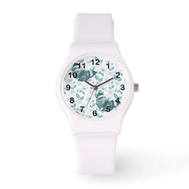 Montre Papillons turquoises (Recto)