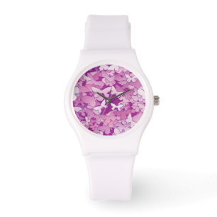 Montre Papillons, violet, lavande, rose