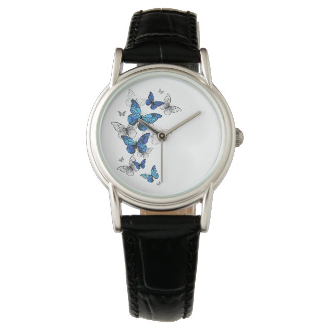 Montre Papillons volants bleus Morpho (devant)