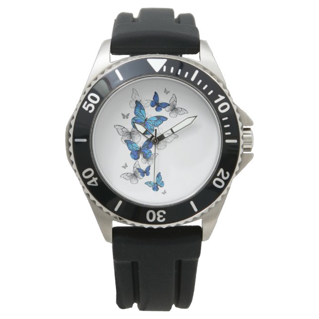 Montre Papillons volants bleus Morpho (devant)