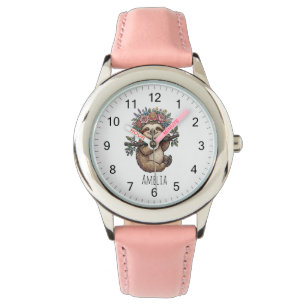 Montre Paresseux Floral Mignon Personnalisé avec Couronne