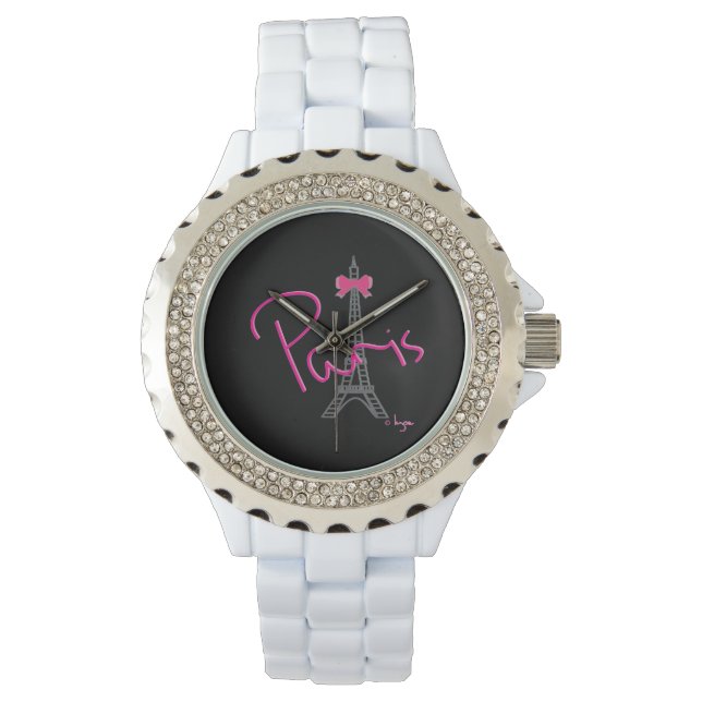Montre Paris Eiffel+tour avec arc rose (devant)