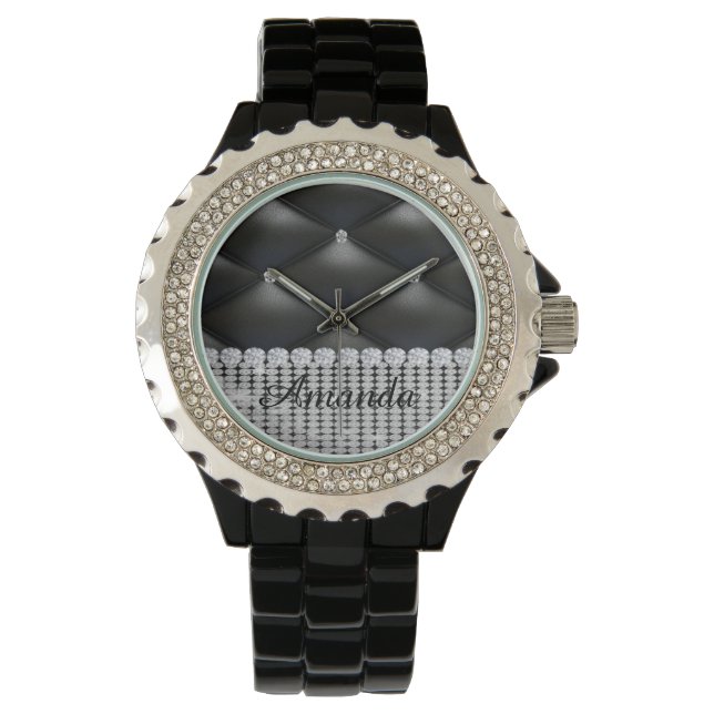 Montre parties scintillant argent noir monogramme (devant)