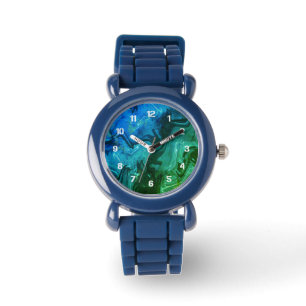 Montre Parties scintillant bleue Galaxy Swirl Abstrait Mo