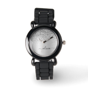 Montre Parties scintillant d'argent étincelle Glam métal 