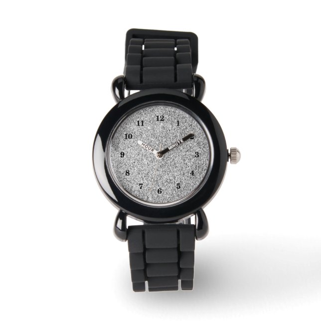 Montre Parties scintillant de lumière gris argent scintil (Recto)