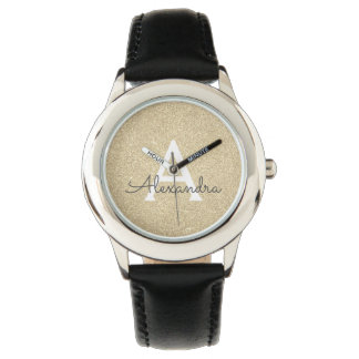 Montre Parties scintillant d'or et Monogramme étincelant 