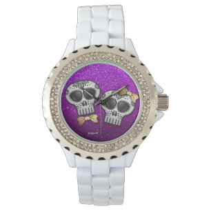 Montre Parties scintillant en or violet Mariage Valentine