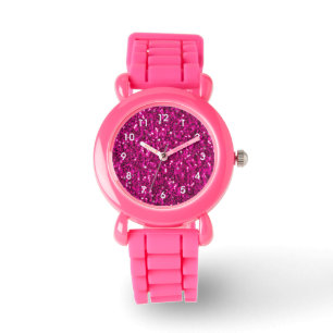 Montre Parties scintillant étincelante rose chaud