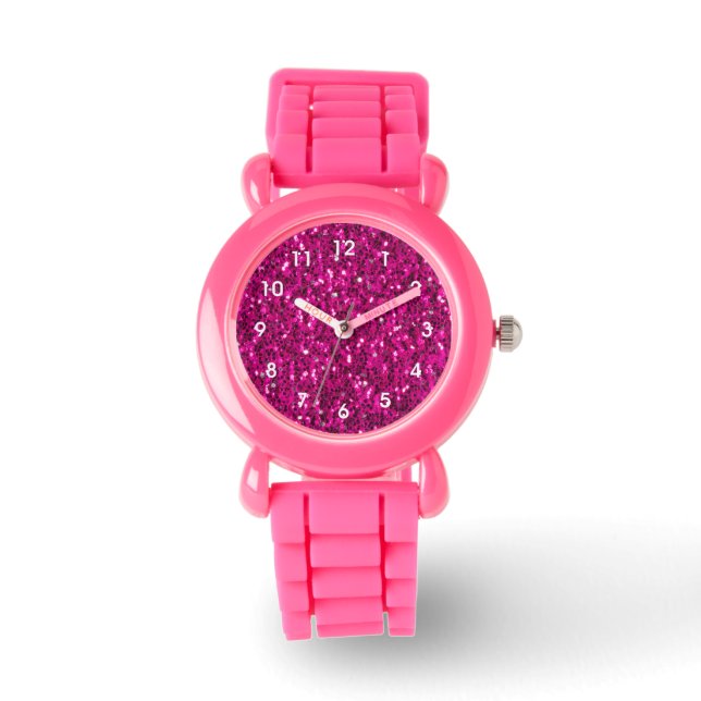 Montre Parties scintillant étincelante rose chaud (Recto)