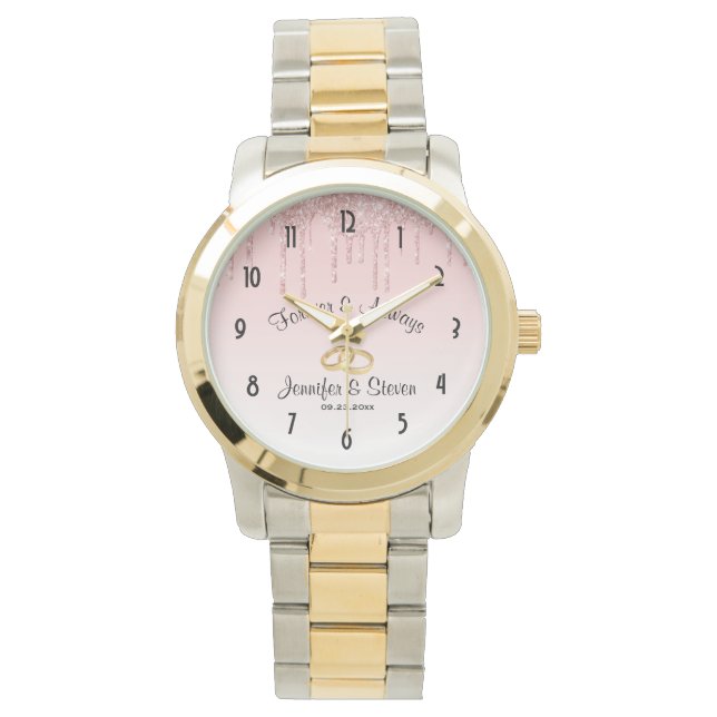 Montre Parties scintillant moderne Mariage rose à goutte (devant)