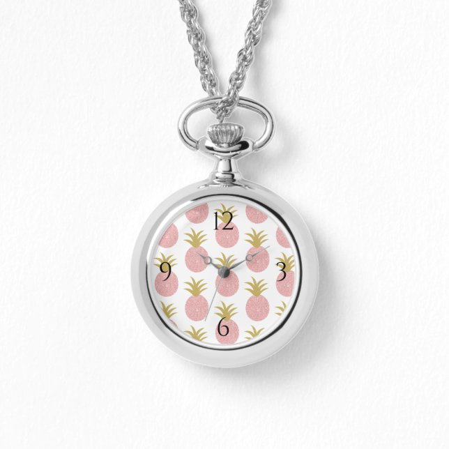 Montre Parties scintillant rose Ananas Argent Envelopper  (Recto)
