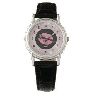 Montre Parties scintillant rose lèvres et Rose Gold Tropi