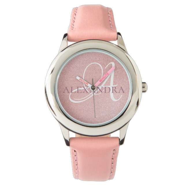 Montre parties scintillant rose or scintillante design Mo (devant)