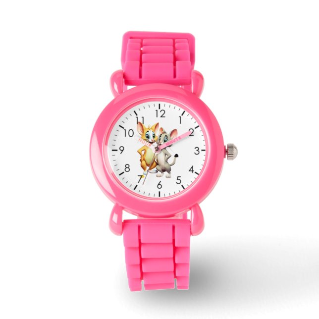 Montre Parties scintillant rose pour enfant (Recto)