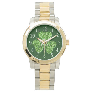 Montre Parties scintillant Shamrock Et Fleur Watch