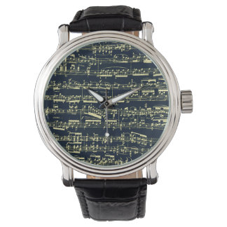 Montre Partition Beethoven jaune vif sur bleu