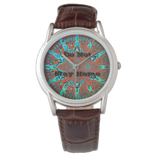 Montre Pas de séjour à la maison Turquoise Fractal Star o