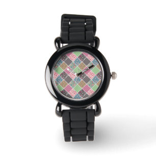 Montre Pastel Floral Quilt Carré