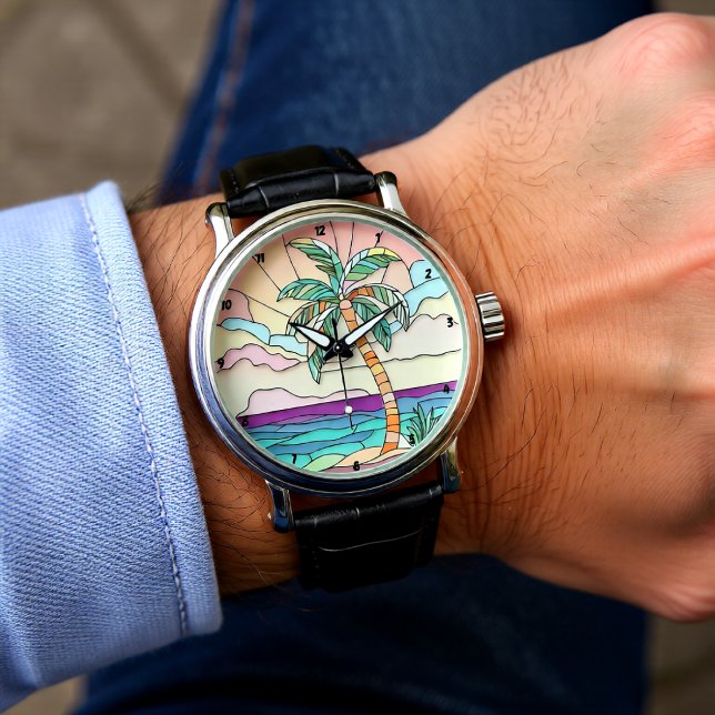 Montre Pastel Palm Stained Glass (Créateur téléchargé)