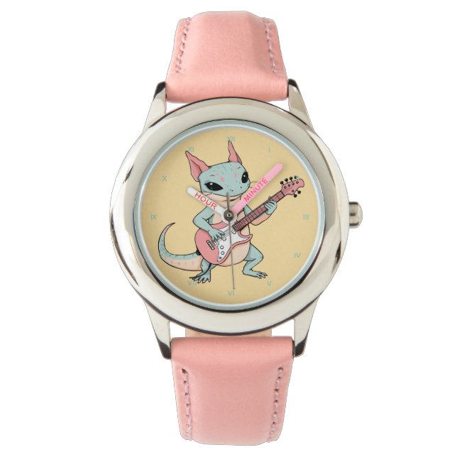 Montre Pastel Punk Rock Axolotl Guitar Player Soft Grunge (devant)