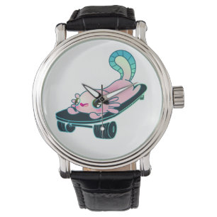 Montre Patineur Axolotl Skateboard amoureux fille ou gar