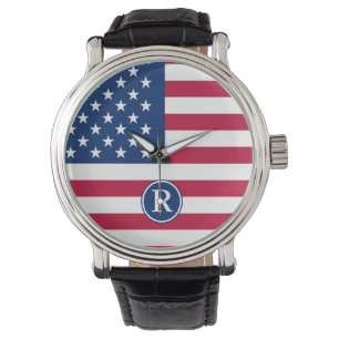 Montre Patriotique Américain Rouge Bleu bleu Personnalisé
