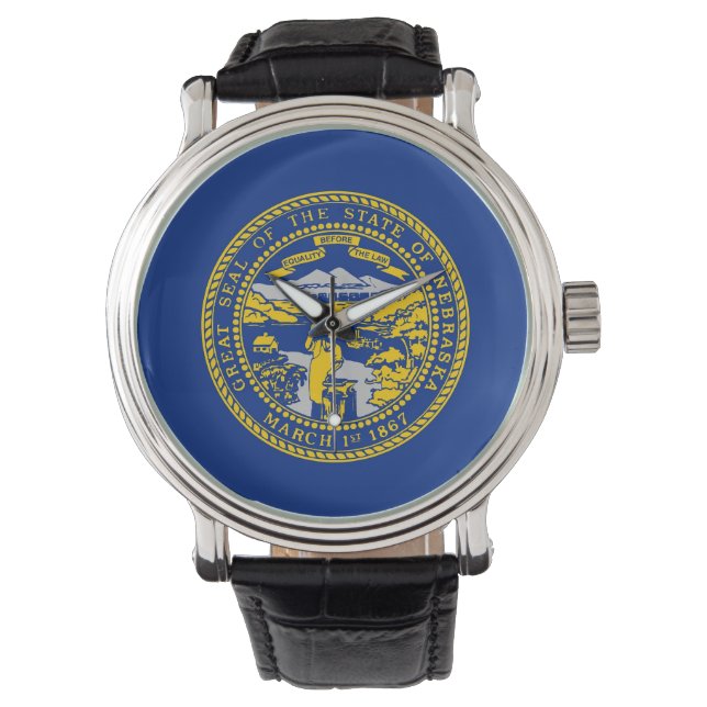 Montre patriotique avec drapeau du Nebraska (devant)
