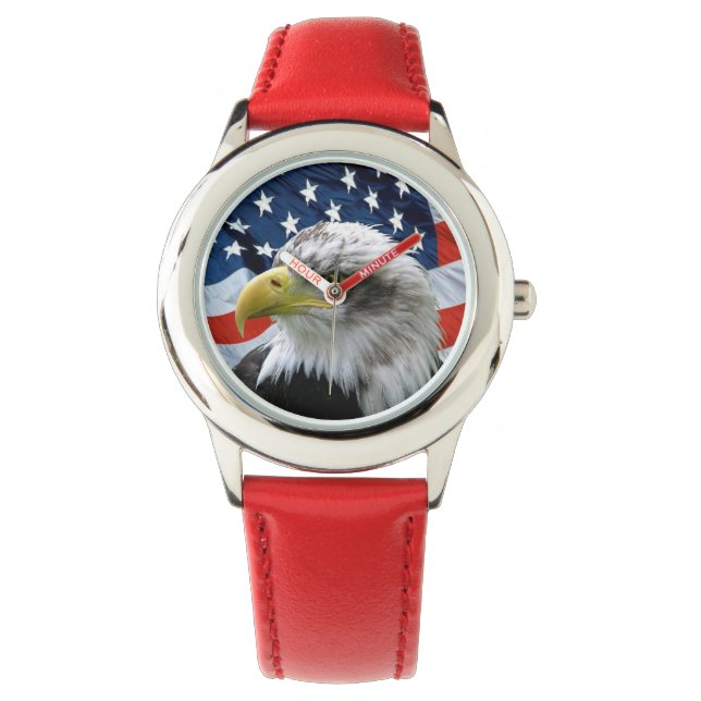 Montre Patriotique Bald Eagle drapeau américain (devant)
