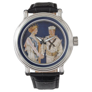 Montre Patriotisme vintage, Lady Liberty avec Marine Seam