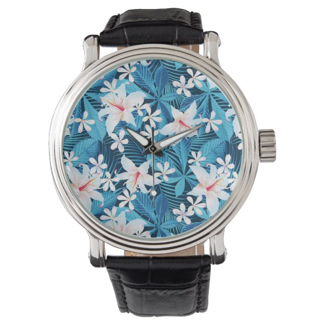 Montre Pattern tropical hibiscus (devant)