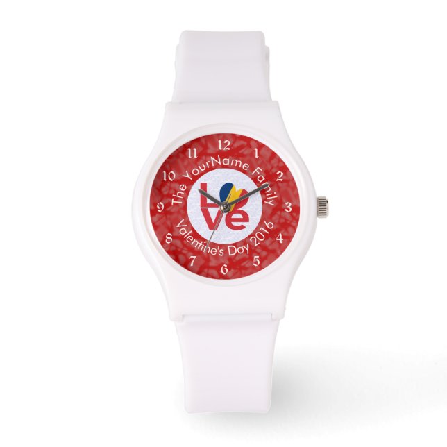 Montre Pavillon Chad Red LOVE Personnalisé (Recto)