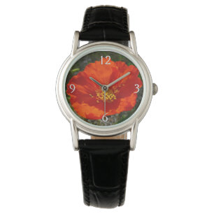 Montre Pavot rouge de l'Alaska Fleur colorée