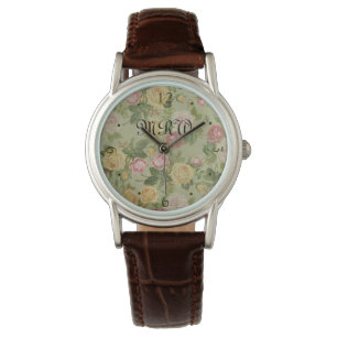 Montre Pays vintage Patiné Floral Monogramme
