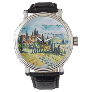 Montre Paysage avec des arbres de ville et de cyprès